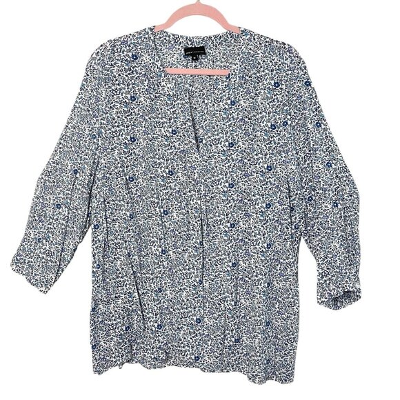 JONES NEW YORK Lightweight Rayon Floral Long-Sleeve V-Neck Blouse, 1X - Picture 2 of 12